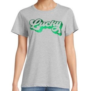 St Patrick Way to Celebrate Women's Lucky Graphic Print T-Shirt Gray / Size XL